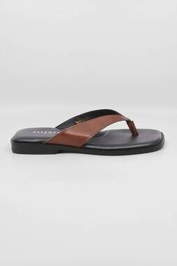 NEW PAVEMENT women's lina leather flip-flops in brown